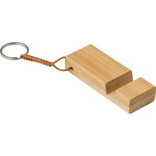 Bamboo key chain phone stand 748770