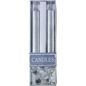 Two glitter candles with glass holder Alexia 8217