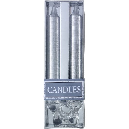 Two glitter candles with glass holder 8217