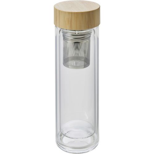 Bamboo and glass double walled bottle 9135