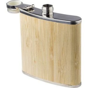 Stainless steel and bamboo hip flask Hayden 966233