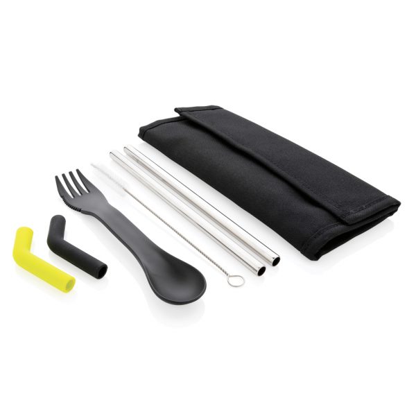 Tierra 2pcs straw and cutlery set in pouch P269.551