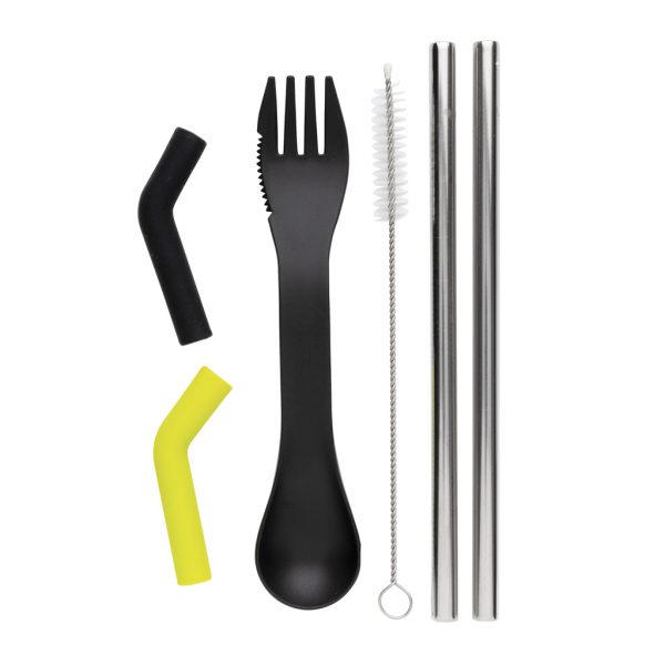 Tierra 2pcs straw and cutlery set in pouch P269.551