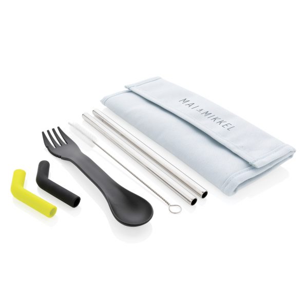 Tierra 2pcs straw and cutlery set in pouch P269.555