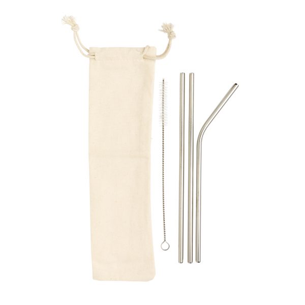 Reusable stainless steel 3 pcs straw set P269.572