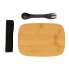 Stainless steel lunchbox with bamboo lid and spork P269.622