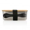 Stainless steel lunchbox with bamboo lid and spork P269.622