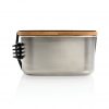 Stainless steel lunchbox with bamboo lid and spork P269.622