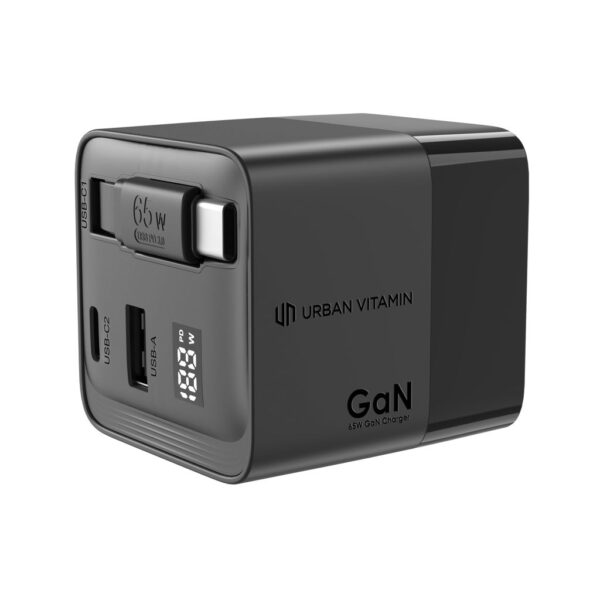 Urban Vitamin Mendocino 65W GaN charger retractable cable P301.2701