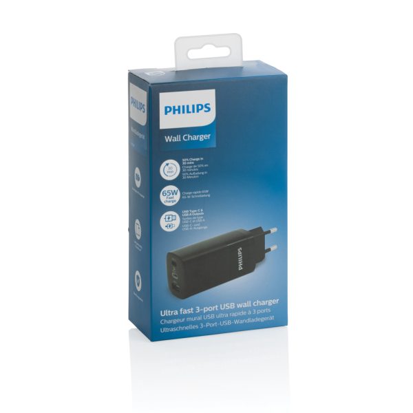 Philips 65W ultra fast PD 3-port USB wall charger P301.281