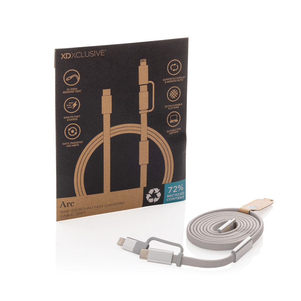 Kabel za brzo punjenje 60W 120 cm 2-u-1 Arc RCS P302.5802