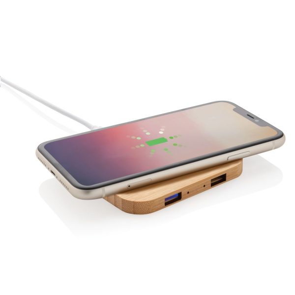 FSC® certified bamboo 5W wireless charger with USB P308.149