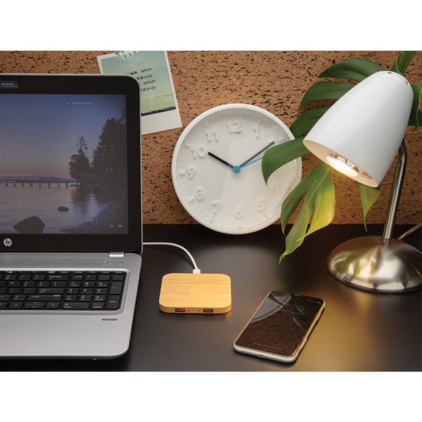 FSC® certified bamboo 5W wireless charger with USB P308.149