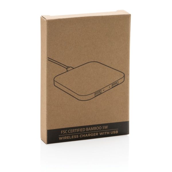 FSC® certified bamboo 5W wireless charger with USB P308.149