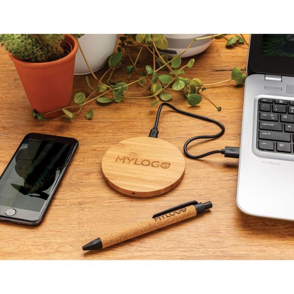 FSC® certified bamboo 5W round wireless charger P308.229