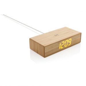 Bamboo alarm clock with 5W wireless charger P308.239