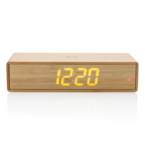 Bamboo alarm clock with 5W wireless charger P308.239