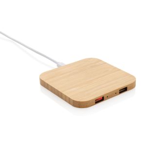 FSC® bamboo 10W wireless charger with USB P308.379