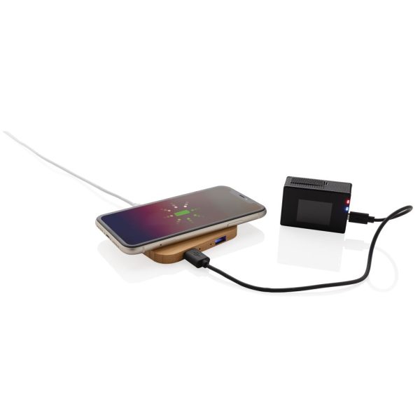 FSC® bamboo 10W wireless charger with USB P308.379