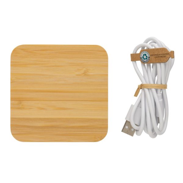 FSC® bamboo 10W wireless charger with USB P308.379