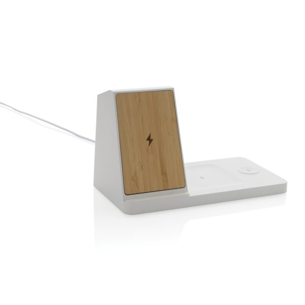 Ontario recycled plastic & bamboo 3-in-1 wireless charger P308.493