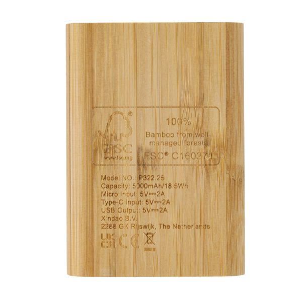 FSC® certified bamboo 5.000 mAh powerbank P322.259