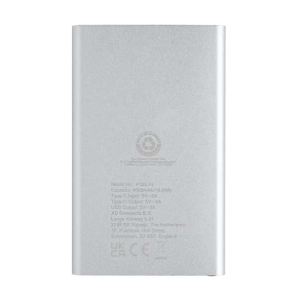 RCS recycled plastic/aluminum 4000 mah powerbank with type C P322.422