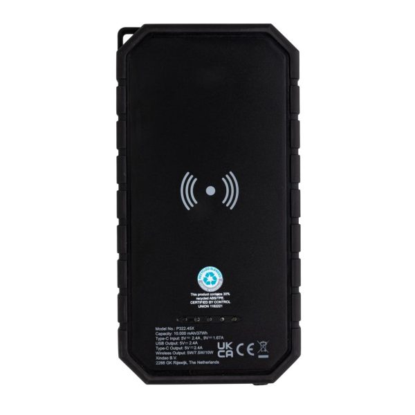 RCS recycled plastic Solar powerbank with 10W Wireless P322.451