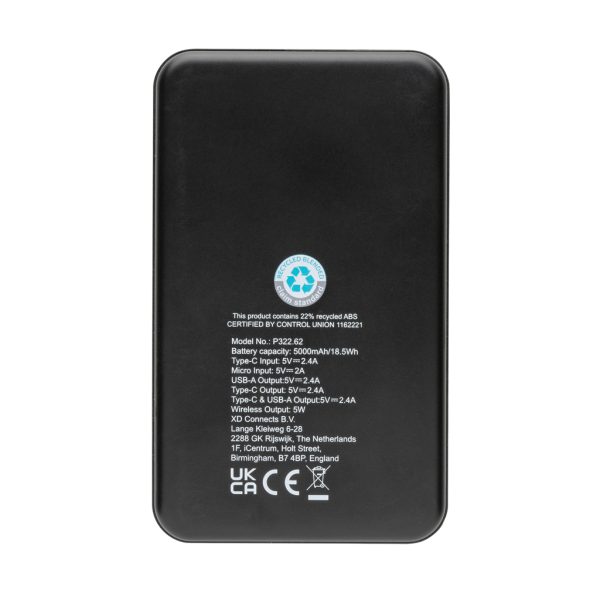 RCS recycled plastic 5.000 mAh 5W wireless powerbank P322.621