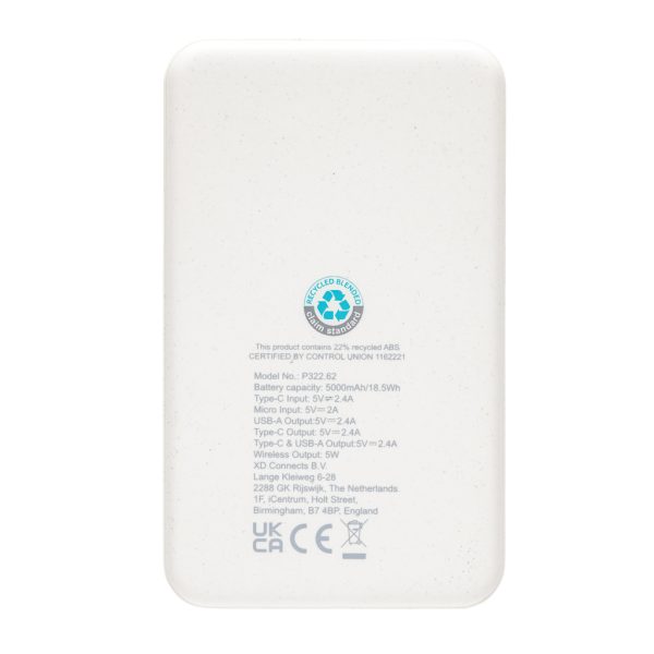 RCS recycled plastic 5.000 mAh 5W wireless powerbank P322.623