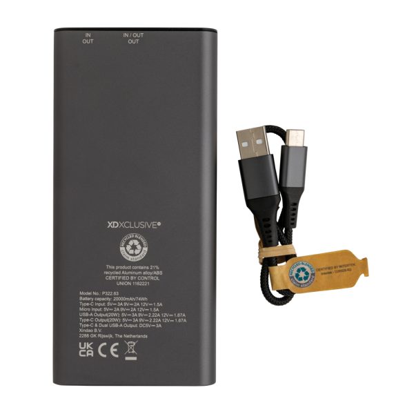 Terra RCS recycled 20W aluminum powerbank 20.000 mAh P322.632