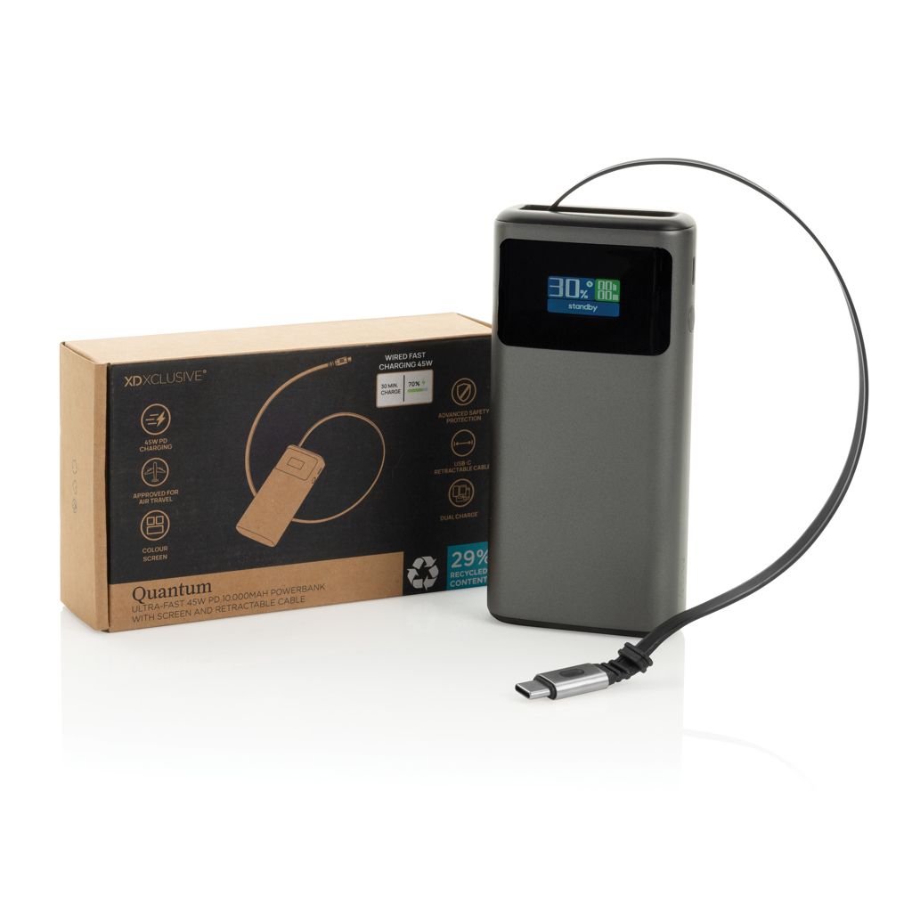 Quantum RCS ultra-fast PD45W 10.000mAh powerbank with screen P322.7902