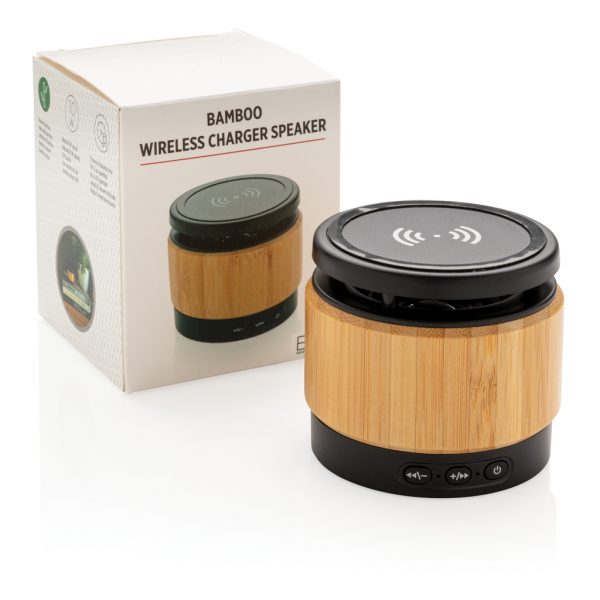 Bamboo wireless charger speaker P329.179