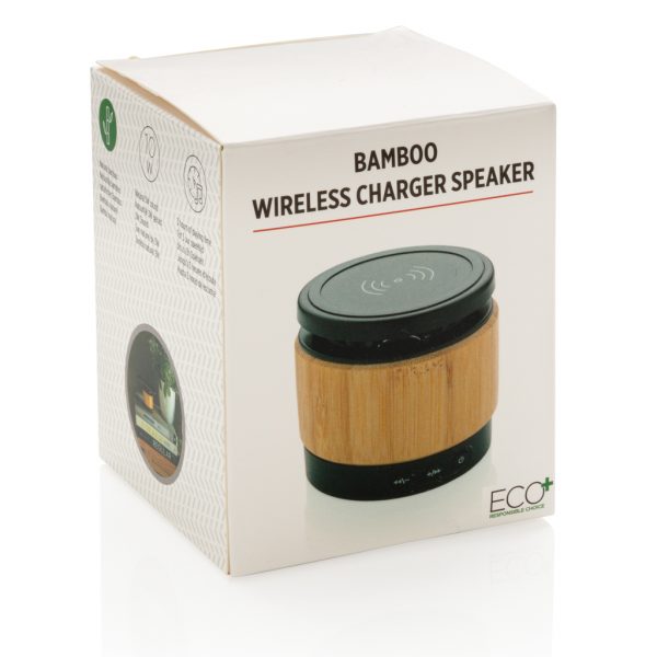 Bamboo wireless charger speaker P329.179