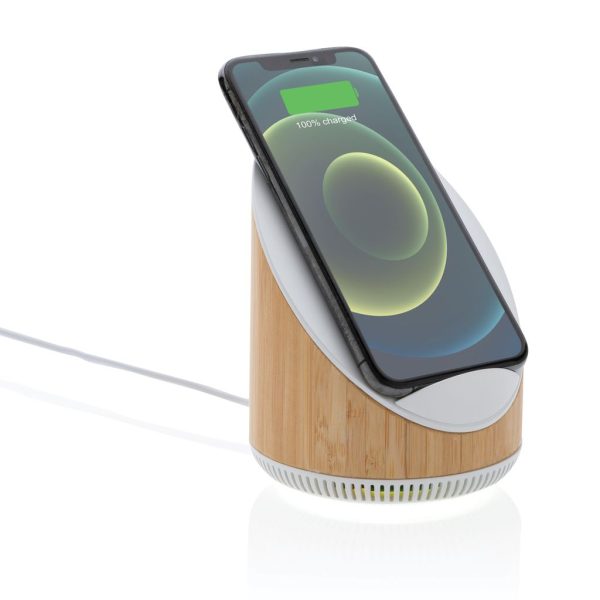 Ovate bamboo 5W speaker with 15W wireless charger P329.449