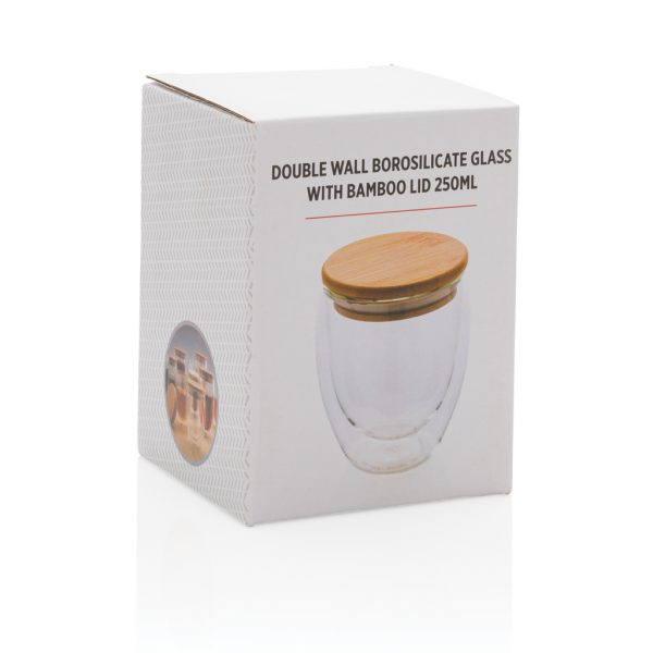 Double wall borosilicate glass with bamboo lid 250ml P432.100