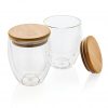 Double wall borosilicate glass with bamboo lid 250ml 2pc set P432.140