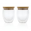 Double wall borosilicate glass with bamboo lid 250ml 2pc set P432.140