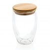 Double wall borosilicate glass with bamboo lid 350ml P432.170