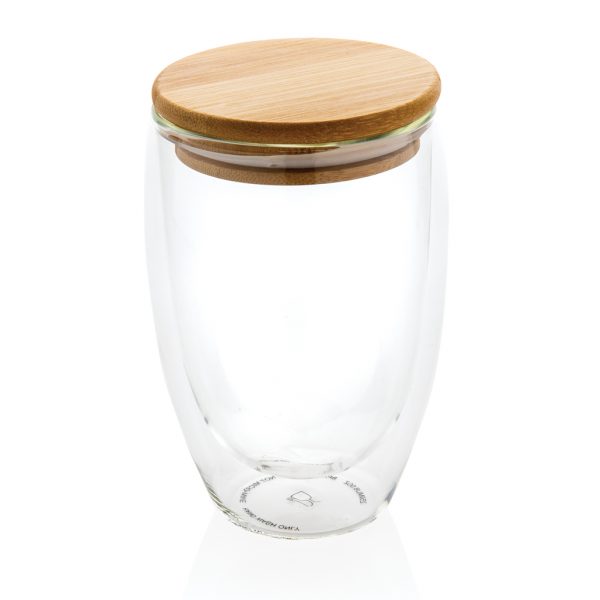 Double wall borosilicate glass with bamboo lid 350ml P432.170