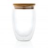 Double wall borosilicate glass with bamboo lid 350ml P432.170