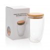 Double wall borosilicate glass with bamboo lid 350ml P432.170