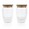 Double wall borosilicate glass with bamboo lid 350ml 2pc set P432.270