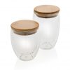 Double wall borosilicate glass with bamboo lid 350ml 2pc set P432.270