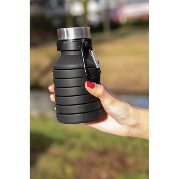 Leakproof collapsible silicone bottle with lid P432.621