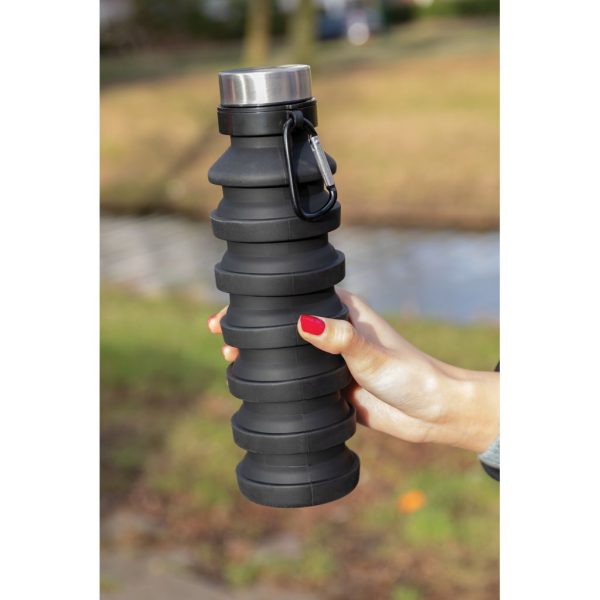Leakproof collapsible silicone bottle with lid P432.621