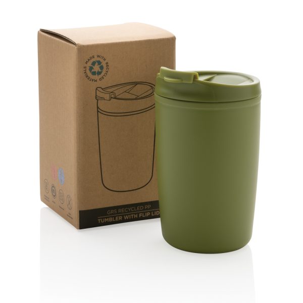 GRS Recycled PP tumbler with flip lid P433.087