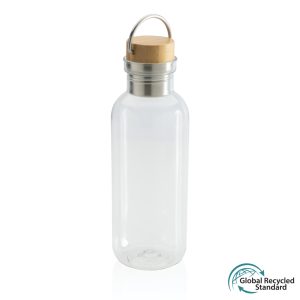 GRS RPET bottle with FSC bamboo lid and handle P433.260