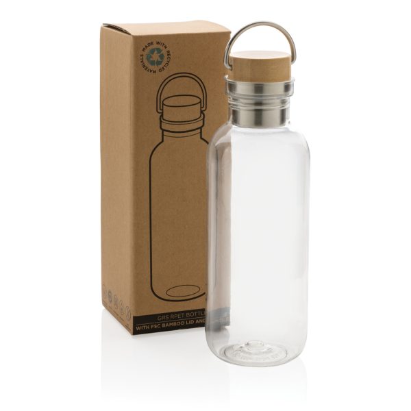 GRS RPET bottle with FSC bamboo lid and handle P433.260