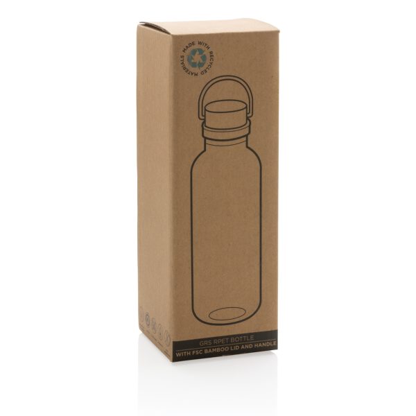 GRS RPET bottle with FSC bamboo lid and handle P433.260